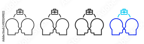 Career Faces Business Icon Set Collection Creative Outline Style for Competence with Multiple Thickness Variations Vector Pack for Professional Design Use