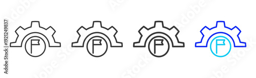 System Path Business Icon Set Collection Creative Outline Style for Competence with Multiple Thickness Variations Vector Pack for Professional Design Use