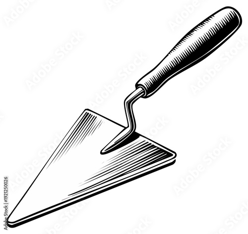 Classic Trowel Tool with Textured Wooden Handle for Construction and Repair Work