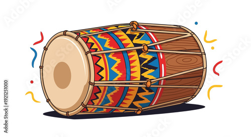 Traditional colorfull wooden drum