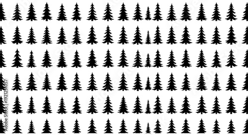 seamless christmas tree pattern black pine silhouettes on white perfect for winter holiday designs digital backgrounds textiles branding.