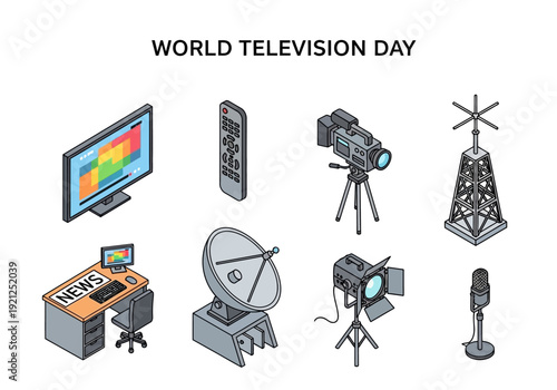 World Television Day celebrating broadcast media, technology, and global communication with iconic devices
