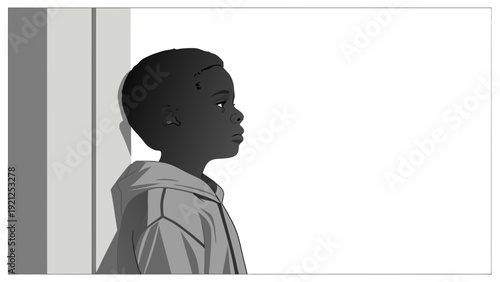 Young man in profile looking right with a thoughtful expression.