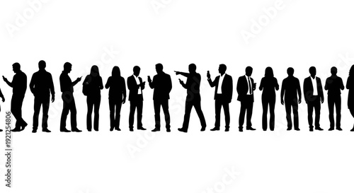silhouettes of diverse people using smartphones symbolizing modern digital communication social interaction and technology impact