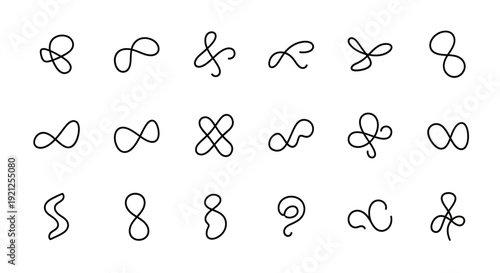 Infinity Loop and Abstract Line Symbols Collection in Minimal Black and White Style