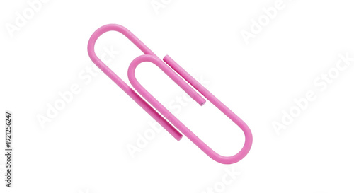 Schilderij op canvas Pink paper clip PNG isolated on transparent background, stationery item for offi