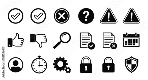 Collection of diverse black icons including symbols and a silhouette