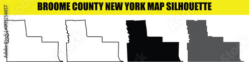 Broome county new york map silhouette, outline, solid black and dot pattern graphic