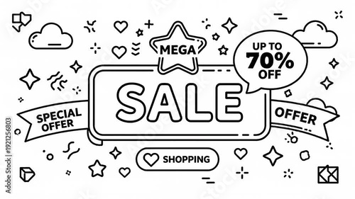 Mega Sale Special Offer Shopping Discount Announcement.
