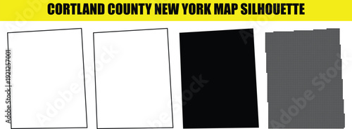 Cortland county new york map silhouette collection with white outline black fill dotted and transparent background vector