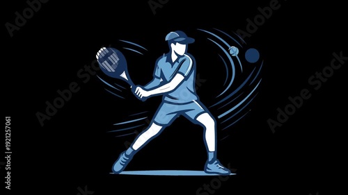 Tennis Player Swinging Racket With Swirls sport athlete