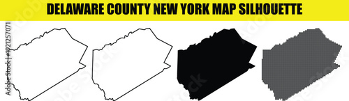 Delaware county new york map silhouette four different versions, county map