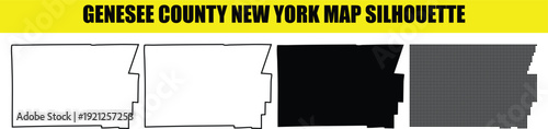 Genesee county new york map silhouette collection with white outline black fill dotted and transparent background vector