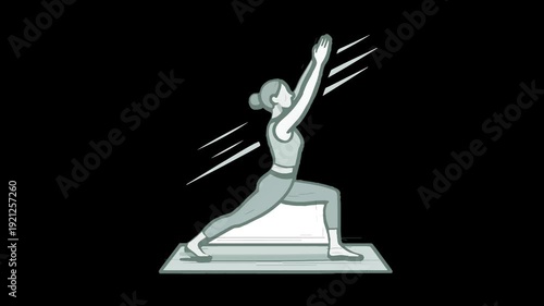 Yoga warrior pose abstract illustration asana exercise