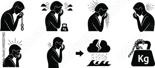 A vector illustration set of fashion business people and dancing silhouettes featuring a black art style for wedding, family, and love icons