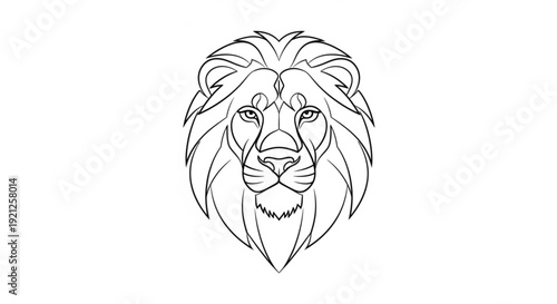 Majestic lion head illustration with detailed mane and whiskers on white background