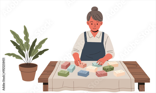 Handmade soap bars arrangement