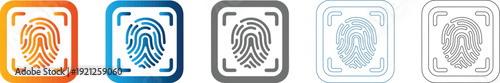 Fingerprint icons set in flat design vector illustration