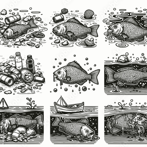 Dead Fish Plastic Pollution Icon