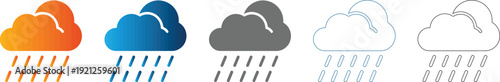 Rain Cloud Weather Icons Set Flat Design Vector Illustration
