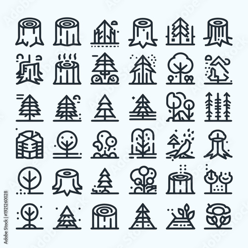 Forest Trees Deforestation Reforestation Icons