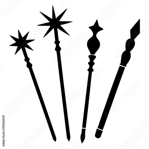 Enchanted Wand Set Silhouette Icon Pack.