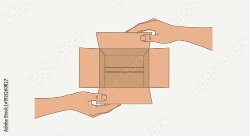 Open Cardboard Box Unboxing Illustration – Package Delivery, Ecommerce Shipping and Product Packaging Concept for Online Retail Branding