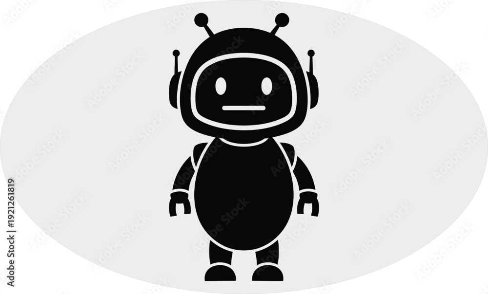 Obraz premium A black and white illustration of a robot with antennae