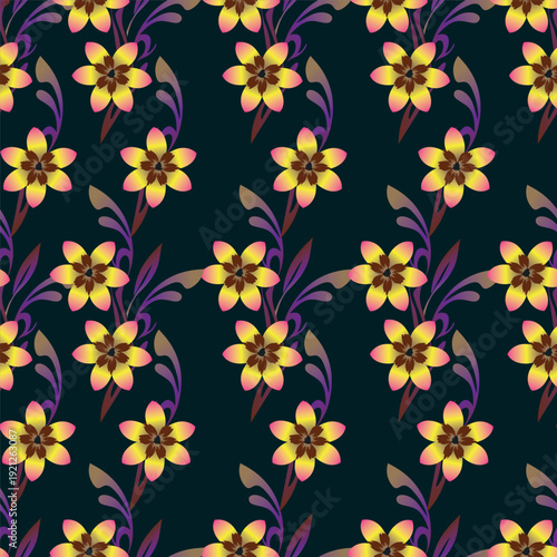 Seamless pattern from bouquet cute floral Traditional ornament yellow floral pattern,Abstract seamless simple floral pattern. Flower pattern. Spring pattern. used for textile, wallpaper, card 
