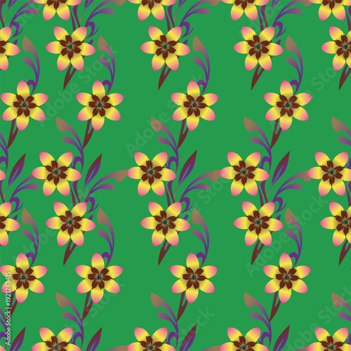 Seamless pattern from bouquet cute floral Traditional ornament yellow floral pattern,Abstract seamless simple floral pattern. Flower pattern. Spring pattern. used for textile, wallpaper, card 
