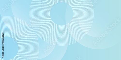 Fresh modern background with smooth blue gradient tones, circle effects, and Memphis style elements for fashionable visual design.