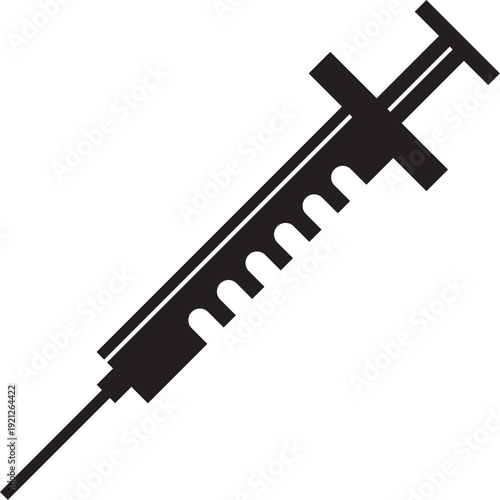 Medical syringe injection icon solid vector