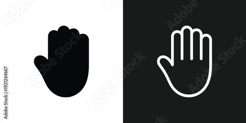 Silhouette of a hand and outline of a hand side by side on contrasting backgrounds illustrating gestures and hand signals.