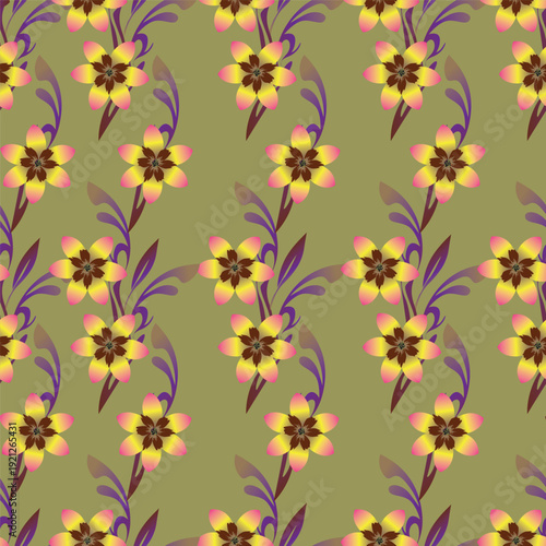 Seamless pattern from bouquet cute floral Traditional ornament yellow floral pattern,Abstract seamless simple floral pattern. Flower pattern. Spring pattern. used for textile, wallpaper, card 
