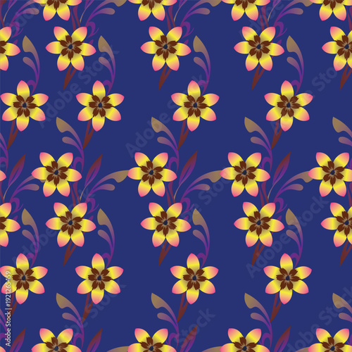 Seamless pattern from bouquet cute floral Traditional ornament yellow floral pattern,Abstract seamless simple floral pattern. Flower pattern. Spring pattern. used for textile, wallpaper, card 
