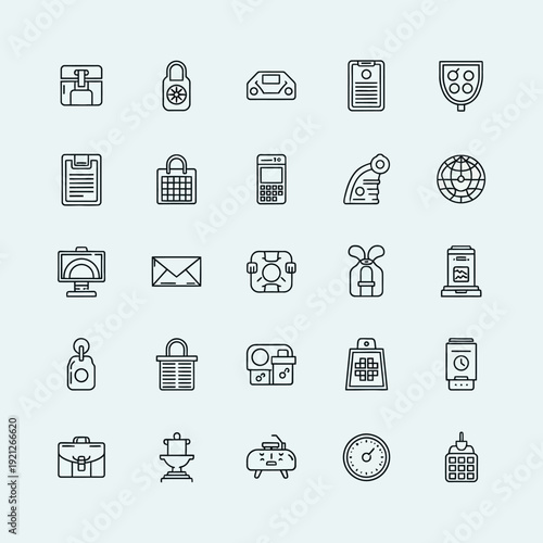 Collection of business icons and symbols.