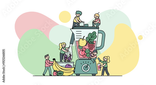 Blender with Fruits and Vegetables Inside.