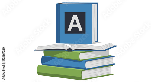 Stack of Books with Letter A on Top
