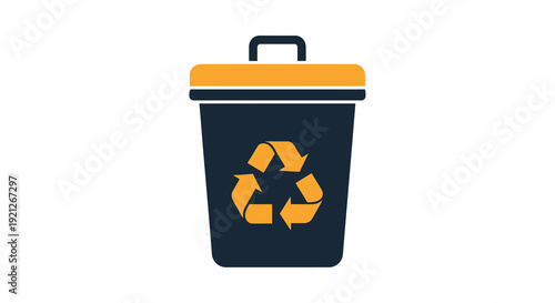 A colorful recycling bin icon with a distinct silhouette