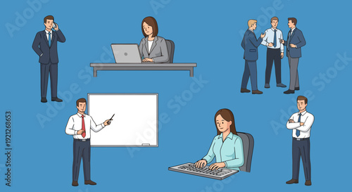 Professional Business People Doodled Vector Set for Office Work