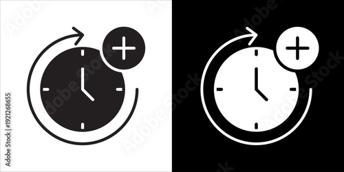 Overtime Icon Sheet Black And White
