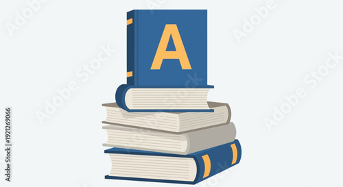 Stack of Books with Letter A