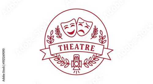 Theatre Emblem with Comedy Tragedy Masks