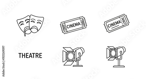 Theatre and Cinema Icons Set