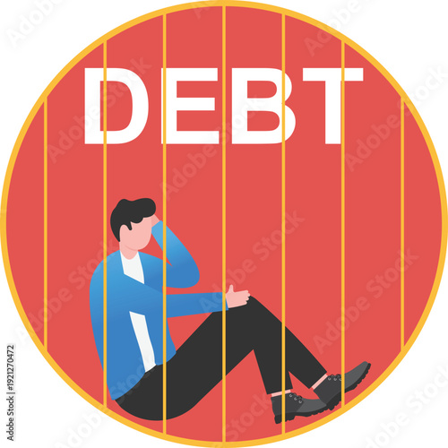 Psychological Debt Imprisonment and Financial Crisis Confinement Concept