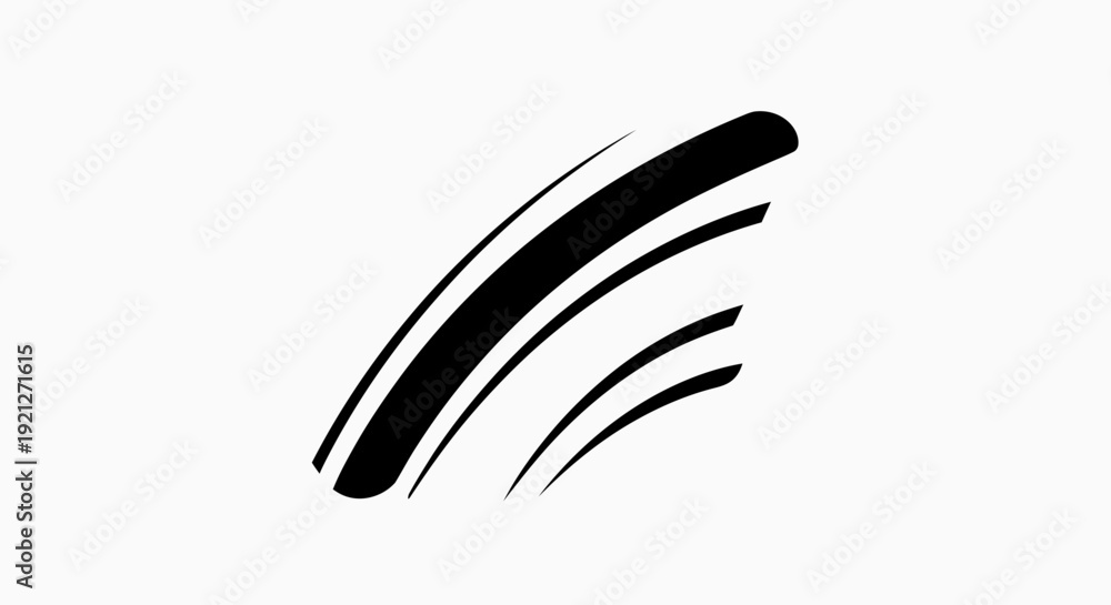 Fototapeta premium Black curved lines abstract symbol.