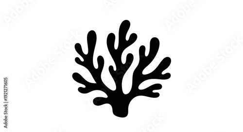 Black Coral Reef Silhouette Illustration.