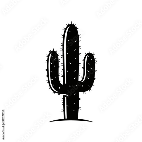 Black silhouette of a cactus plant.