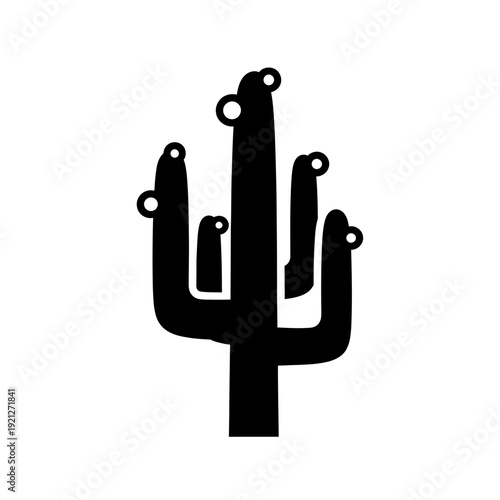 Black silhouette of a cactus plant.