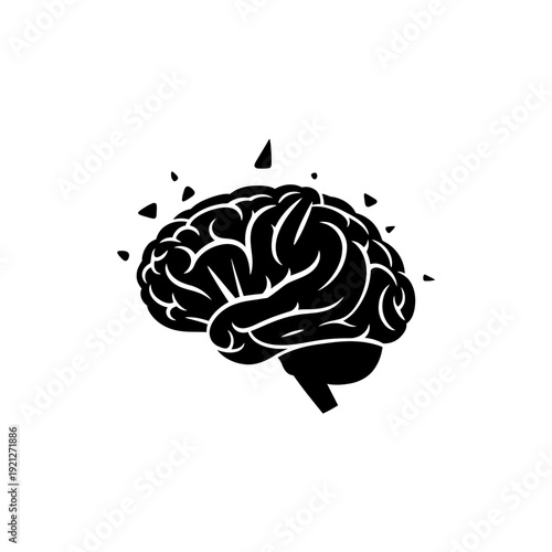 Black silhouette of a human brain.